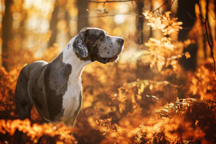 depth of field fall dog Animal great dane HD Desktop Wallpaper | Background Image