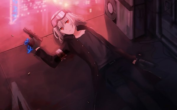 Anime Original Red Eyes Pistol Gun HD Wallpaper | Background Image