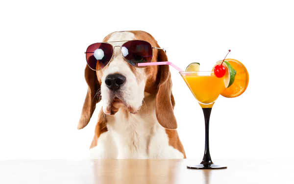 sunglasses drink cocktail dog Animal basset hound HD Desktop Wallpaper | Background Image