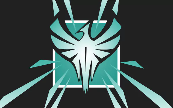 Minimalist 8K Ultra HD PC wallpaper featuring a stylized emblem inspired by Zofia from Tom Clancy's Rainbow Six: Siege in a sleek, geometric design.