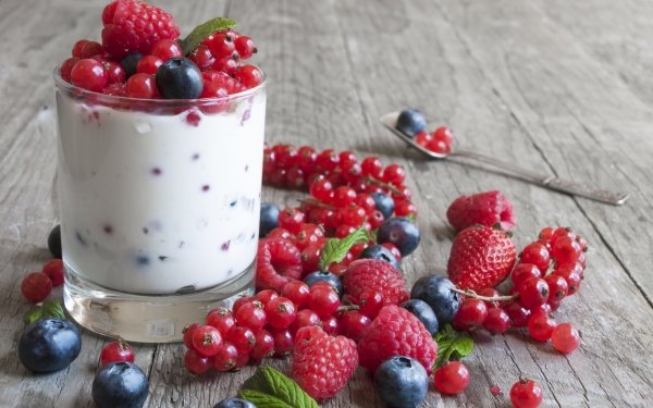Food Yogurt Still Life Fruit Berry Raspberry Currants Blueberry HD Wallpaper | Background Image