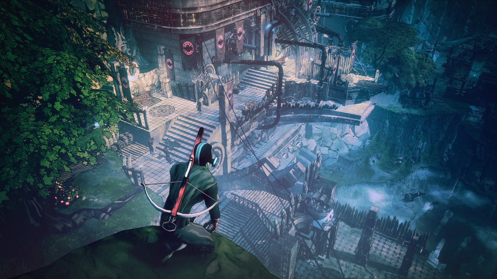 HD wallpaper from Seven: The Days Long Gone featuring a character overlooking a dystopian cityscape.