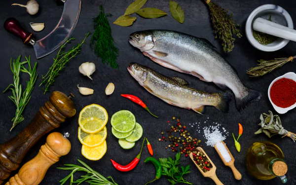 spices herbs seafood fish food still life HD Desktop Wallpaper | Background Image