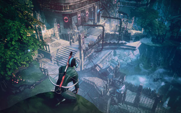 HD wallpaper from Seven: The Days Long Gone featuring a character overlooking a dystopian cityscape.