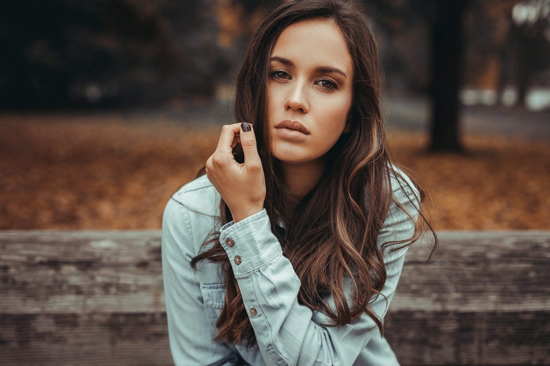 Download Depth Of Field Brown Eyes Brunette Woman Model HD Wallpaper by ...