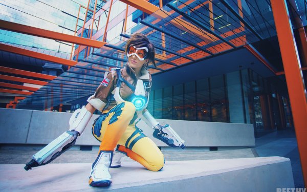 Women Cosplay Overwatch Tracer HD Wallpaper | Background Image