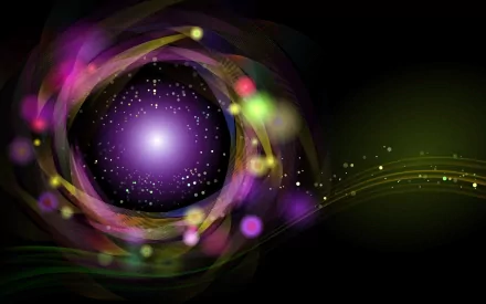 A vibrant digital art piece featuring swirling colorful patterns and glowing orbs, set against a dark background, creating an eye-catching HD desktop wallpaper.