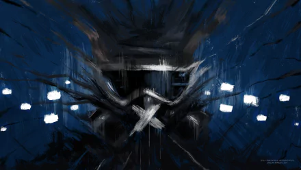 HD desktop wallpaper featuring Mute from the video game Tom Clancy's Rainbow Six: Siege, with a dark, abstract design.