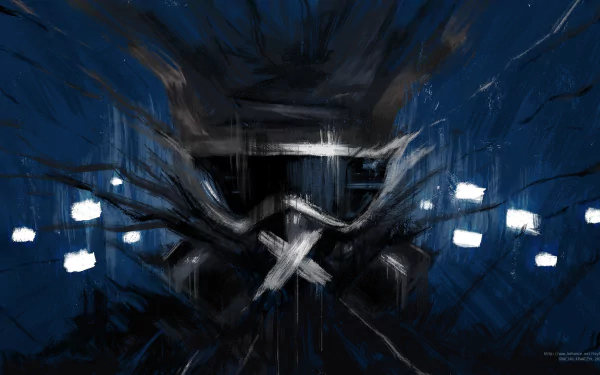 HD desktop wallpaper featuring Mute from the video game Tom Clancy's Rainbow Six: Siege, with a dark, abstract design.
