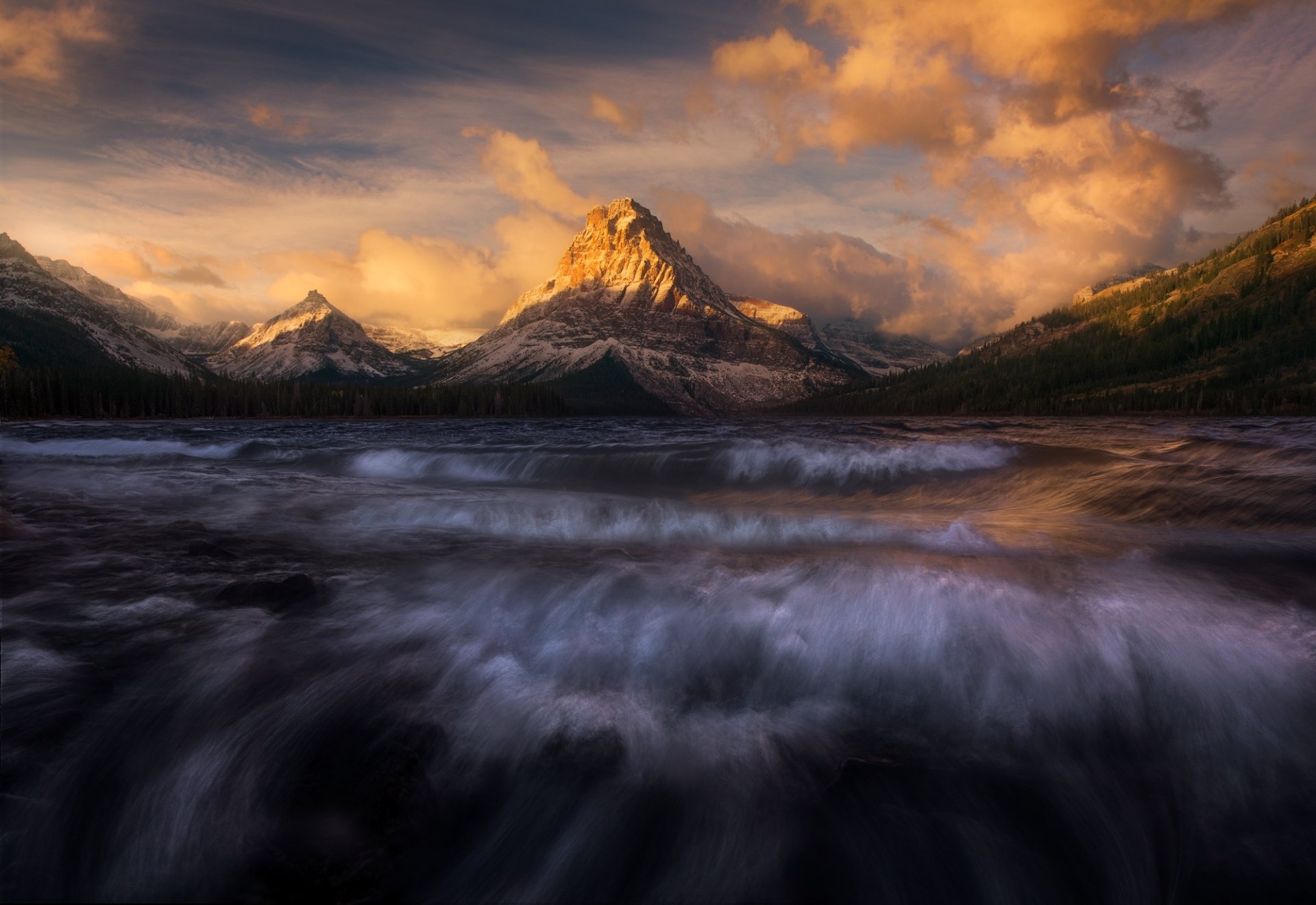 Download Peak Mountain Nature River HD Wallpaper