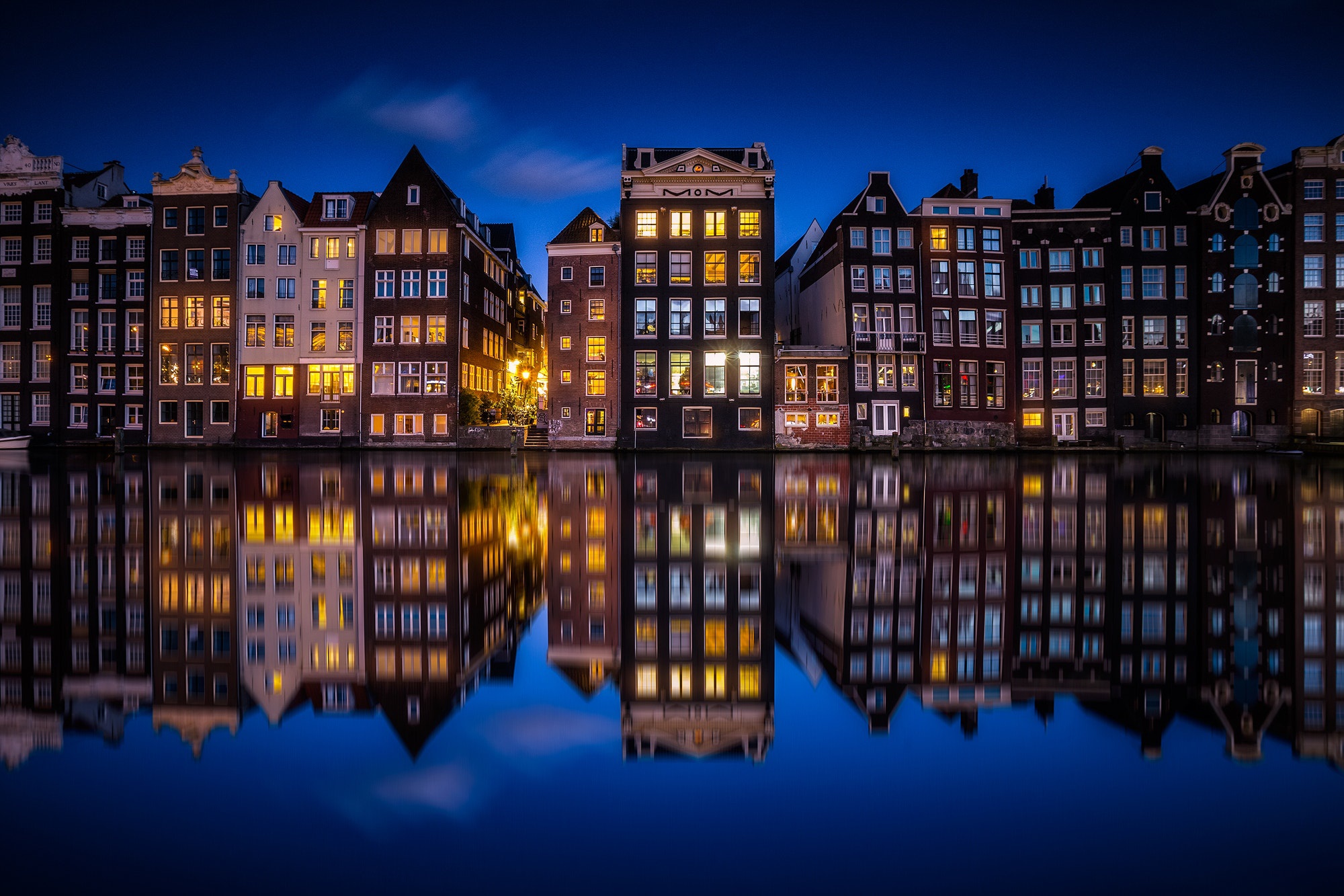 Download Canal Reflection House City Netherlands Night Man Made Amsterdam Hd Wallpaper 3960