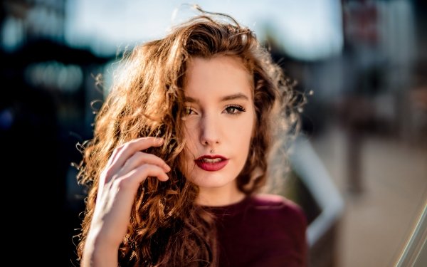 Women Model Face Redhead Depth Of Field Lipstick HD Wallpaper | Background Image