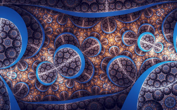 Abstract fractal design featuring intricate circular patterns and flowing blue curves, rendered in stunning 4K Ultra HD for PC desktop wallpaper and background.