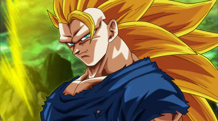 HD desktop wallpaper of Goku in Super Saiyan 3 form from Dragon Ball Super, featuring vibrant artwork and a powerful stance with a dynamic background.
