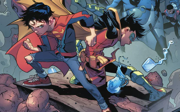 Damian Wayne Jon Kent DC Comics Robin (DC Comics) Superboy Comic Super-Sons HD Desktop Wallpaper | Background Image