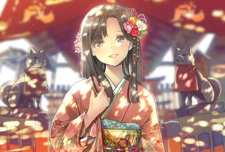 ribbon statue japanese clothes Anime Original HD Desktop Wallpaper | Background Image