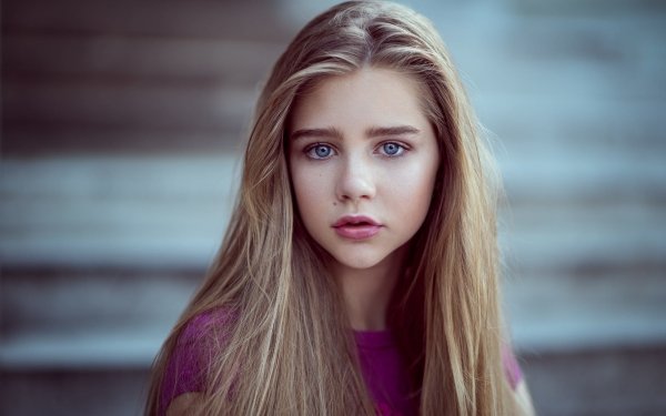 Women Model Blonde Face Blue Eyes Long Hair HD Wallpaper | Background Image