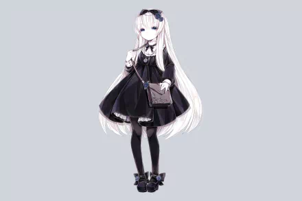 thigh highs dress white hair Anime Original HD Desktop Wallpaper | Background Image