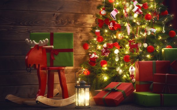 Holiday Christmas Christmas Tree Gift Lantern HD Wallpaper | Background Image