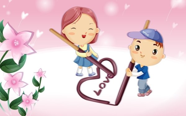 Artistic Love Child Pink Flower Heart Smile HD Wallpaper | Background Image