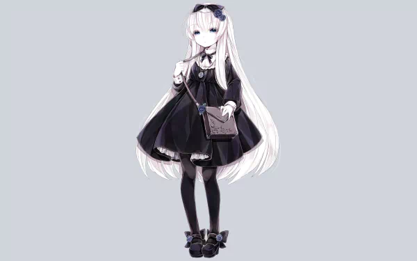 thigh highs dress white hair Anime Original HD Desktop Wallpaper | Background Image