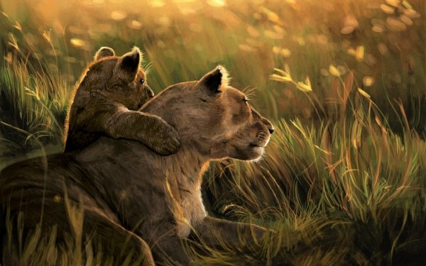 Animal Lion Cats Lioness Cub Love Baby Animal HD Wallpaper | Background Image