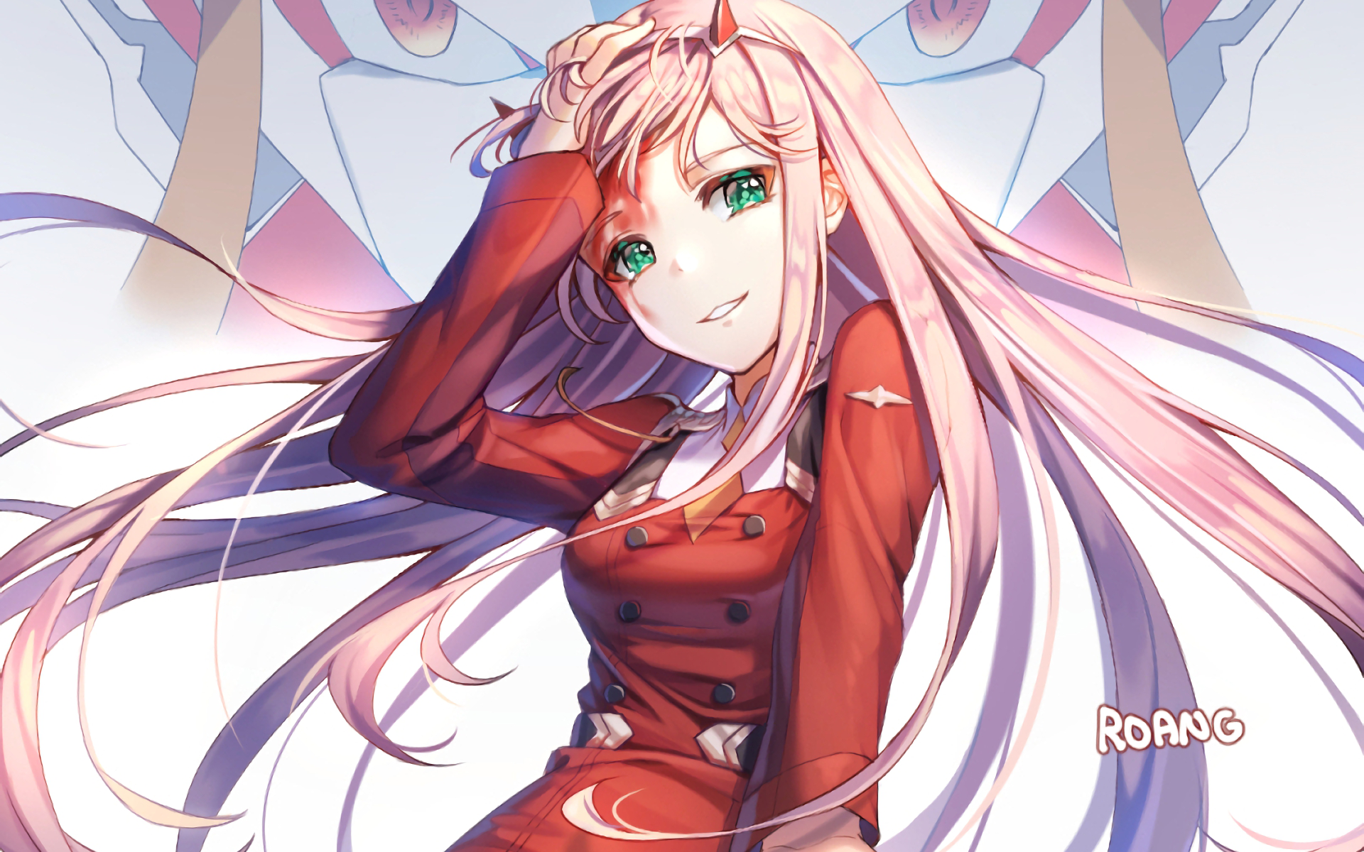 darling in the franxx zero two with background of white and pink and brown  lines 4k hd anime Wallpapers, HD Wallpapers