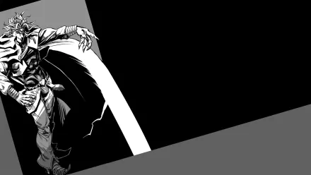 HD PC desktop wallpaper featuring Dio Brando from the anime Jojo's Bizarre Adventure in dynamic black and white art style with bold contrast and sharp lines.