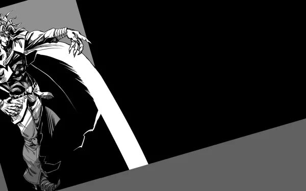 HD PC desktop wallpaper featuring Dio Brando from the anime Jojo's Bizarre Adventure in dynamic black and white art style with bold contrast and sharp lines.