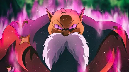 Toppo from Dragon Ball Super depicted with glowing purple aura in an 8K Ultra HD anime wallpaper background.