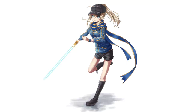 HD anime desktop wallpaper featuring Heroine X from Fate/Grand Order in dynamic pose with glowing sword and detailed outfit.