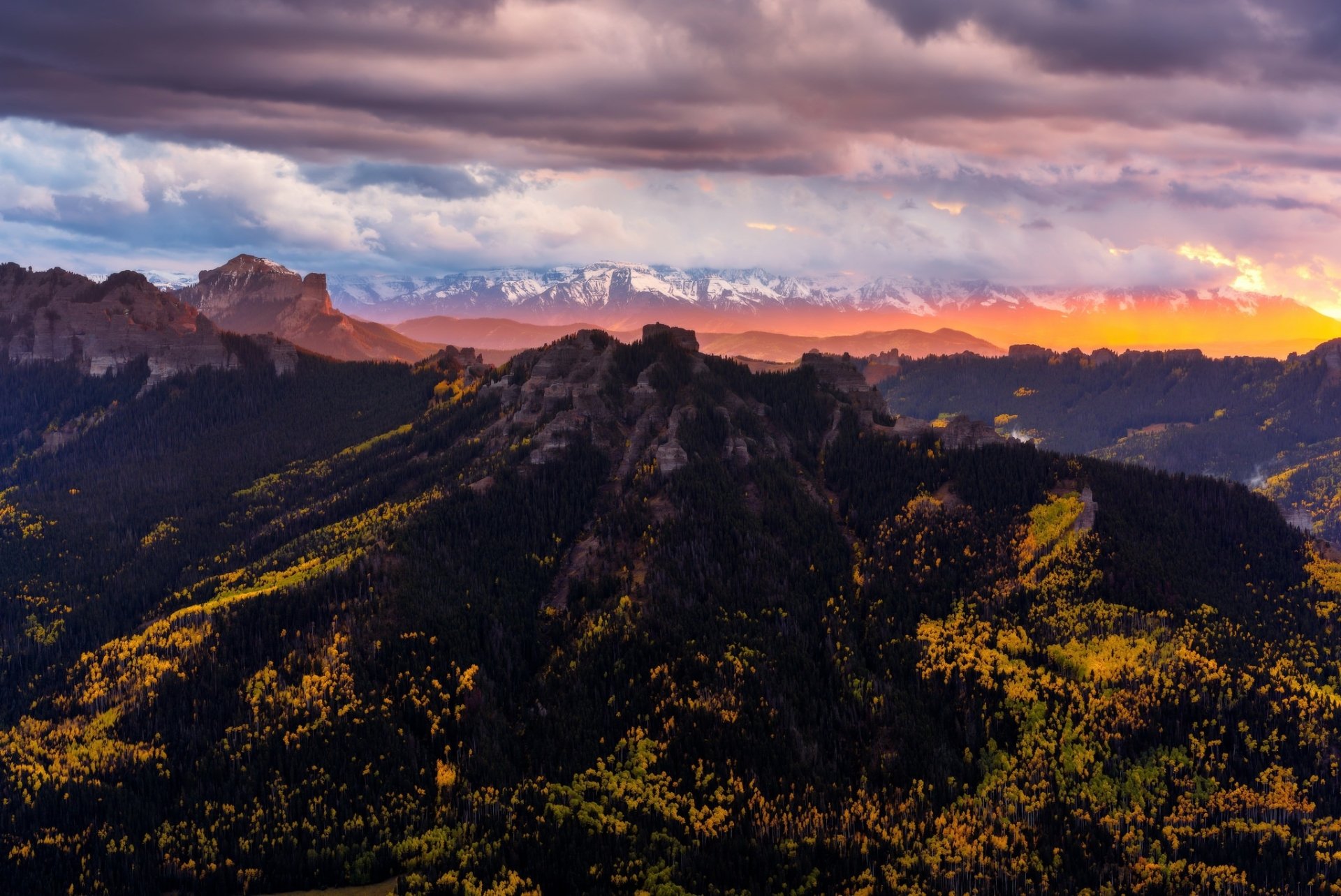 Majestic Mountain Forest at Sunset - HD Nature Wallpaper with Clouds ...