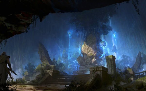 Fantasy Warrior Magic Ruin HD Wallpaper | Background Image
