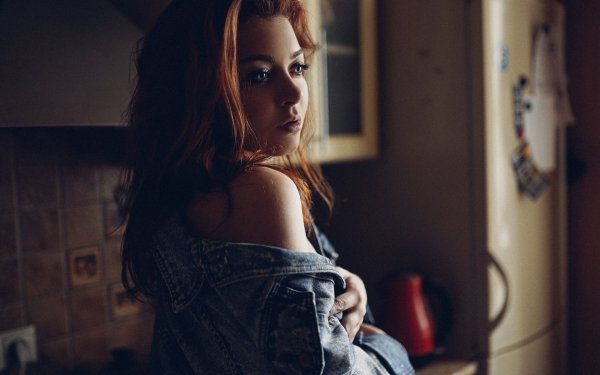 Women Model Models Redhead Lipstick Long Hair HD Wallpaper | Background Image