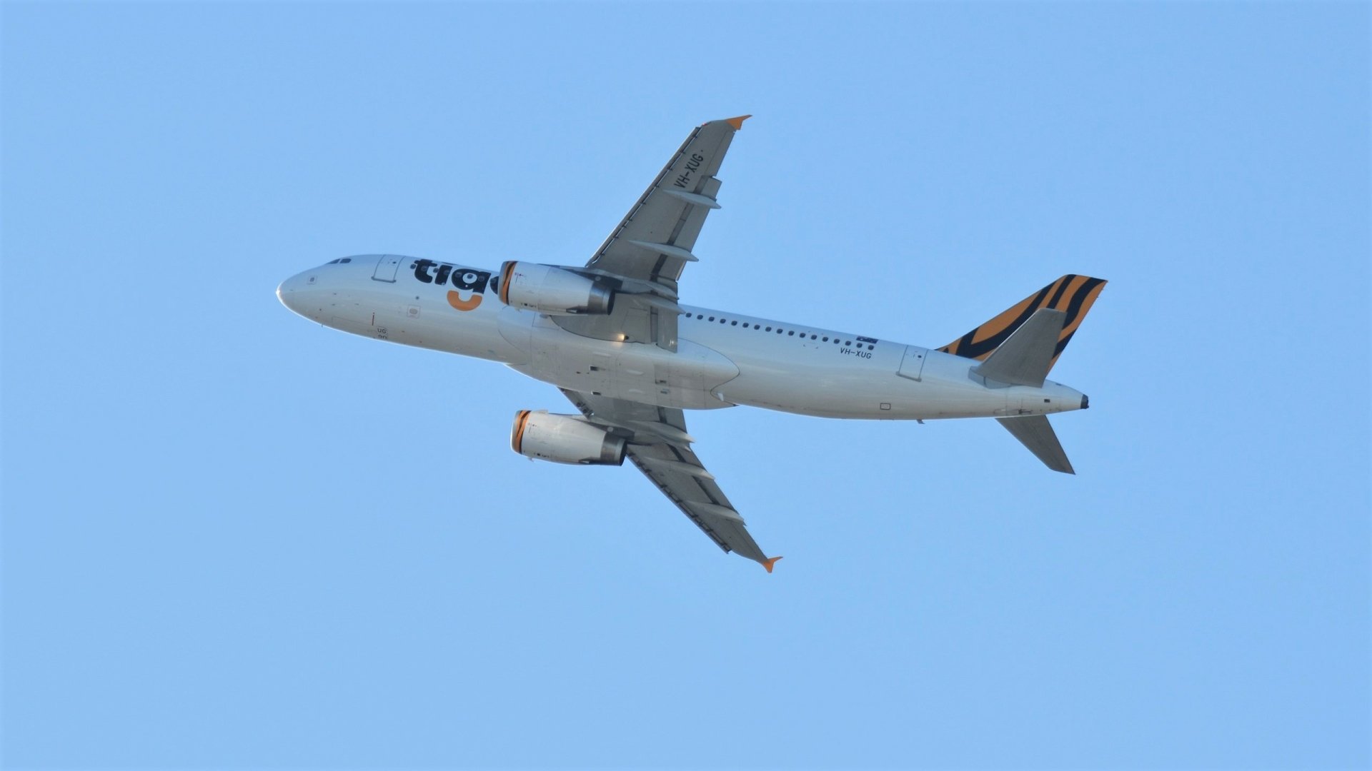 Airbus A320 passenger plane aircraft — a commercial vehicle captured against a clear blue sky; 2K Quad HD PC desktop wallpaper/background.