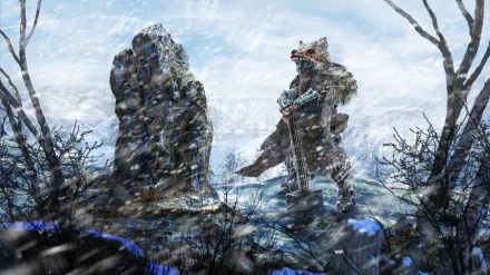 hammer snowfall winter warrior fantasy dwarf fantasy warrior HD Desktop Wallpaper | Background Image