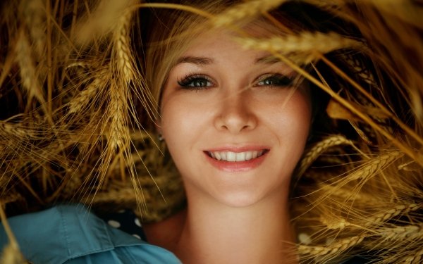 Women Face Model Smile Wheat HD Wallpaper | Background Image