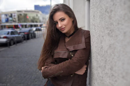 coat long hair brunette blue eyes model woman Veronika Avdeeva HD Desktop Wallpaper | Background Image