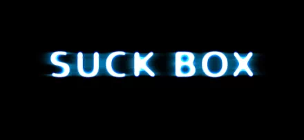HD PC desktop wallpaper for an Xbox video game: glowing blue neon text SUCK BOX on a black background.