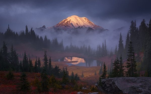 Earth Fog Nature Mountain Tree Lake HD Wallpaper | Background Image
