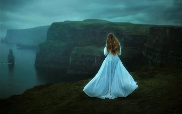  Girl on Ocean Cliffs