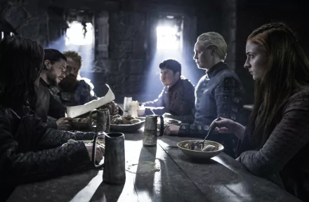 Sophie Turner Gwendoline Christie Daniel Portman Ben Crompton Kit Harington Kristofer Hivju Sansa Stark Brienne Of Tarth Podrick Payne Dolorous Edd Jon Snow Tormund Giantsbane TV Show Game Of Thrones HD Desktop Wallpaper | Background Image