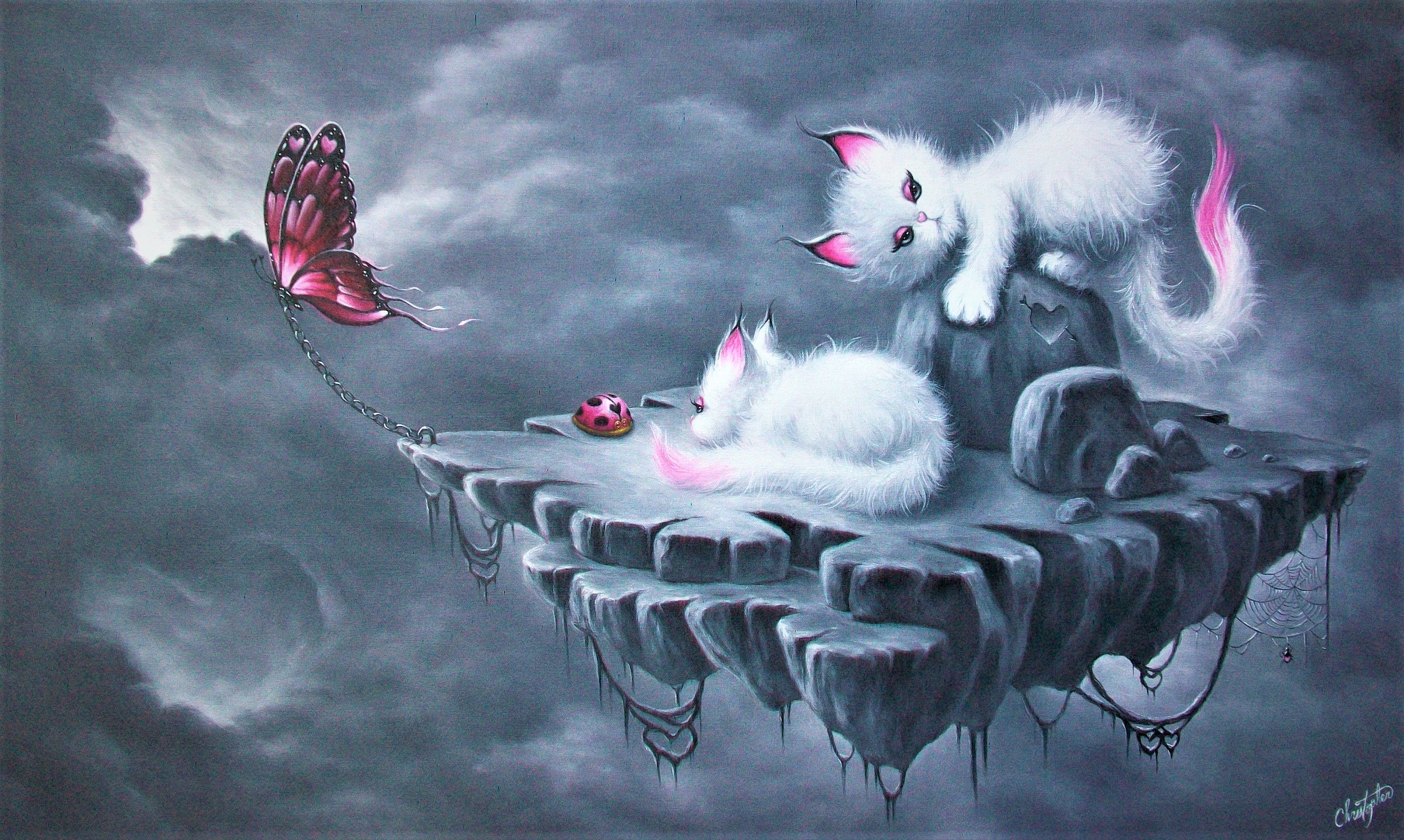 Kittens and Butterfly by Christopher Pollari