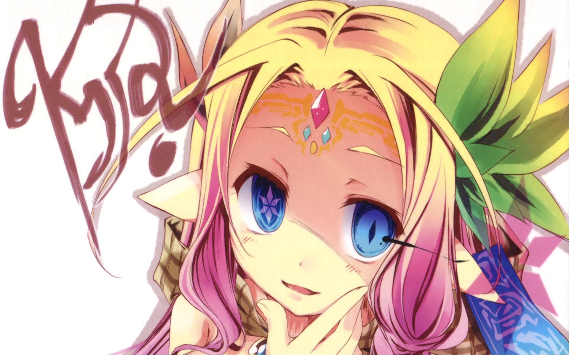 HD anime desktop wallpaper featuring Fiel Nirvalen from No Game No Life with vibrant colors, blue eyes, and detailed fantasy-themed adornments.