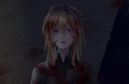 HD anime desktop wallpaper featuring Violet Evergarden, the iconic character from the series, depicted with detailed shading and expressive eyes.