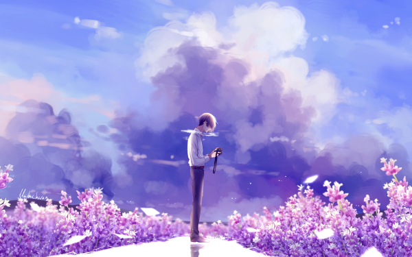Anime Original Camera Flower HD Wallpaper | Background Image