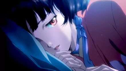 HD anime desktop wallpaper featuring Mumei from Kabaneri of the Iron Fortress, depicted in a close-up with expressive eyes and soft lighting.