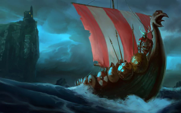 drakkar boat fantasy viking HD Desktop Wallpaper | Background Image