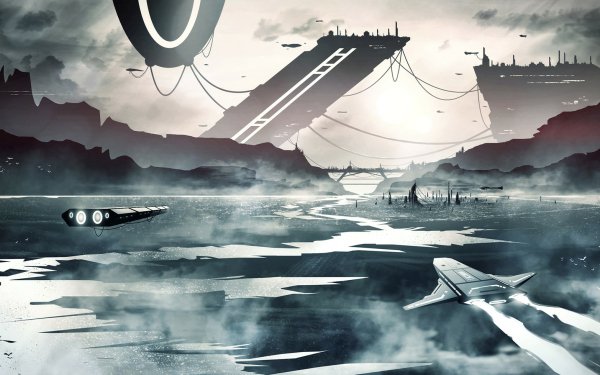 Sci Fi Landscape Spaceship HD Wallpaper | Background Image