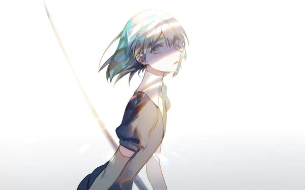 Diamond (Land of the Lustrous) anime portrait, soft backlight and iridescent hair — 2K Quad HD PC desktop wallpaper/background.